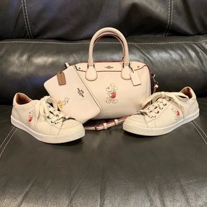 Disney Coach Mickey Handbag with crossbody strap, Wristlet, and Tennis Shoes